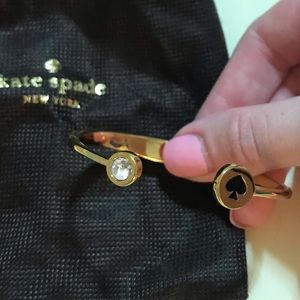 Kate spade gold bracelet with black spade